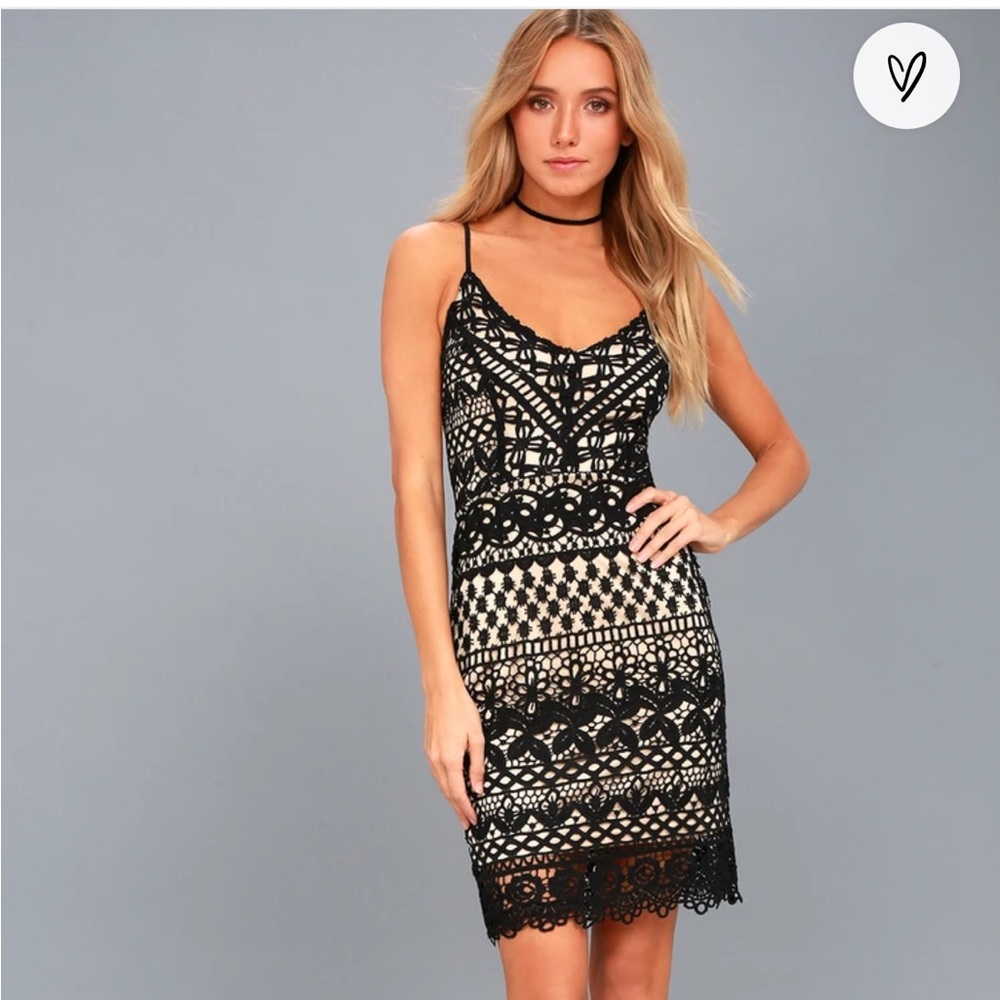 NWOT Lulus Enchanted Love Black Lace Bodycon Dress
